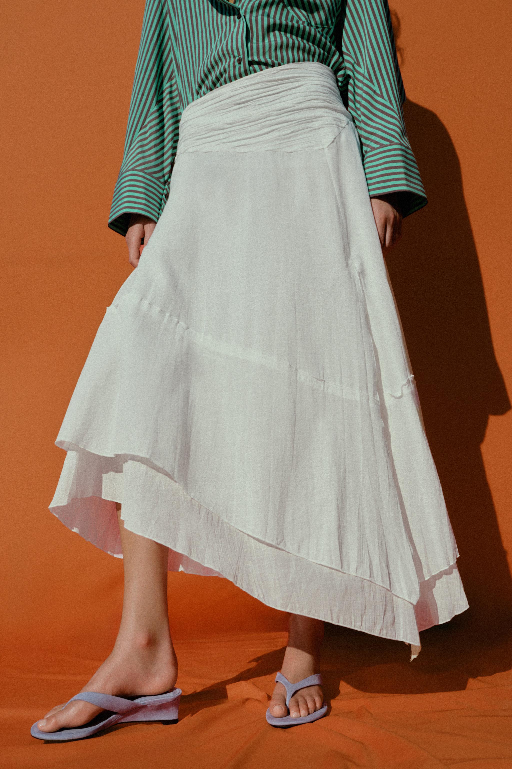 ASYMMETRIC RUSTIC FABRIC SKIRT